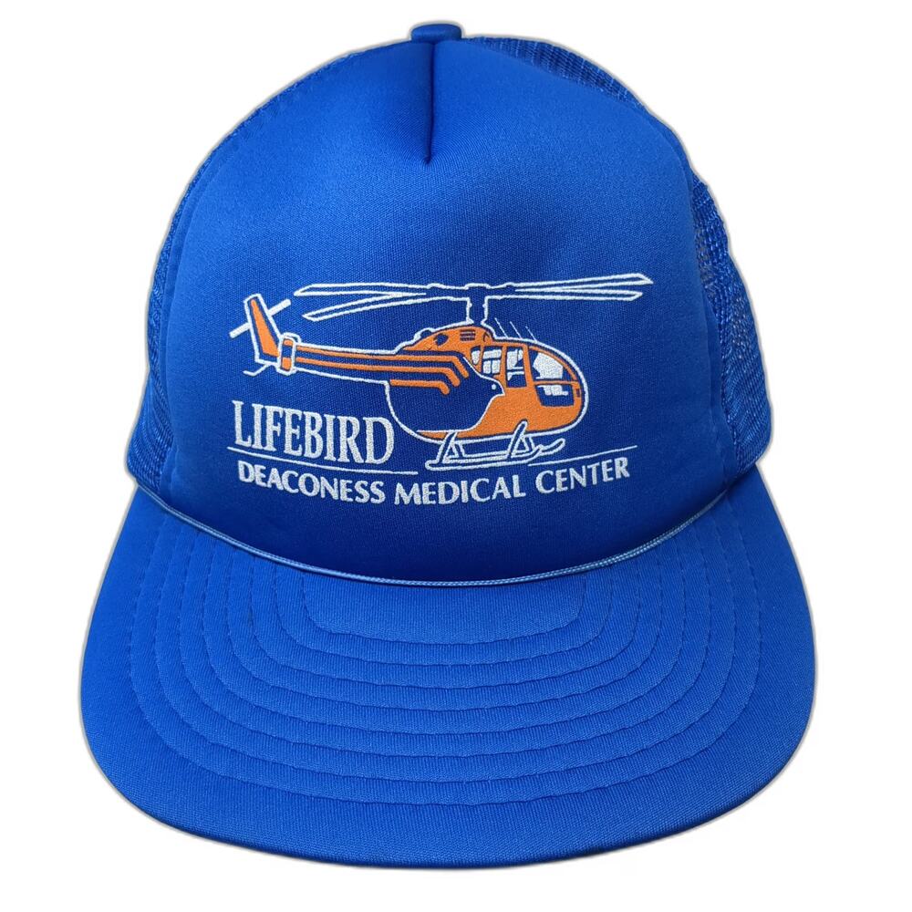 Sportcap Trucker Hat Blue One Size Deaconess Medical Center Lifebird Helicopter